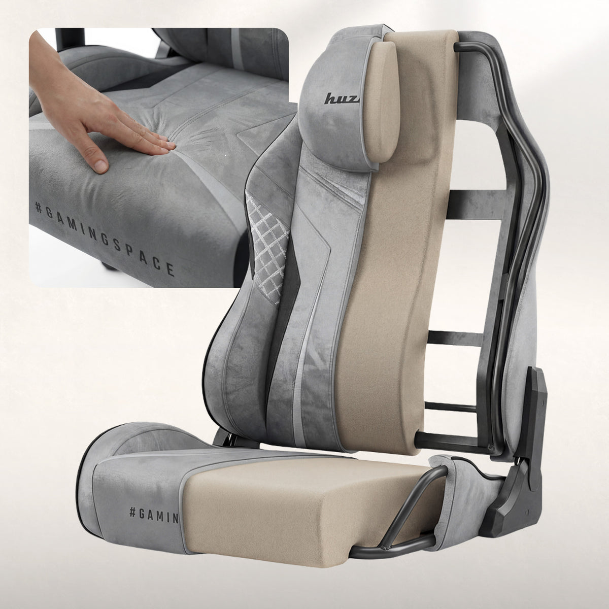 Гейминг стол от замша Huzaro Force 8.3 Grey