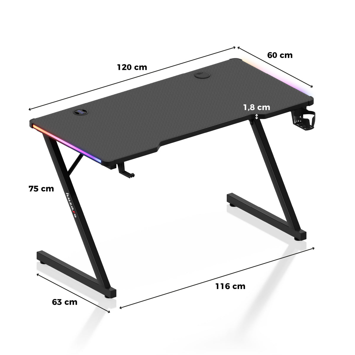 Гейминг бюро Huzaro Hero 2.5 RGB LED 120 см