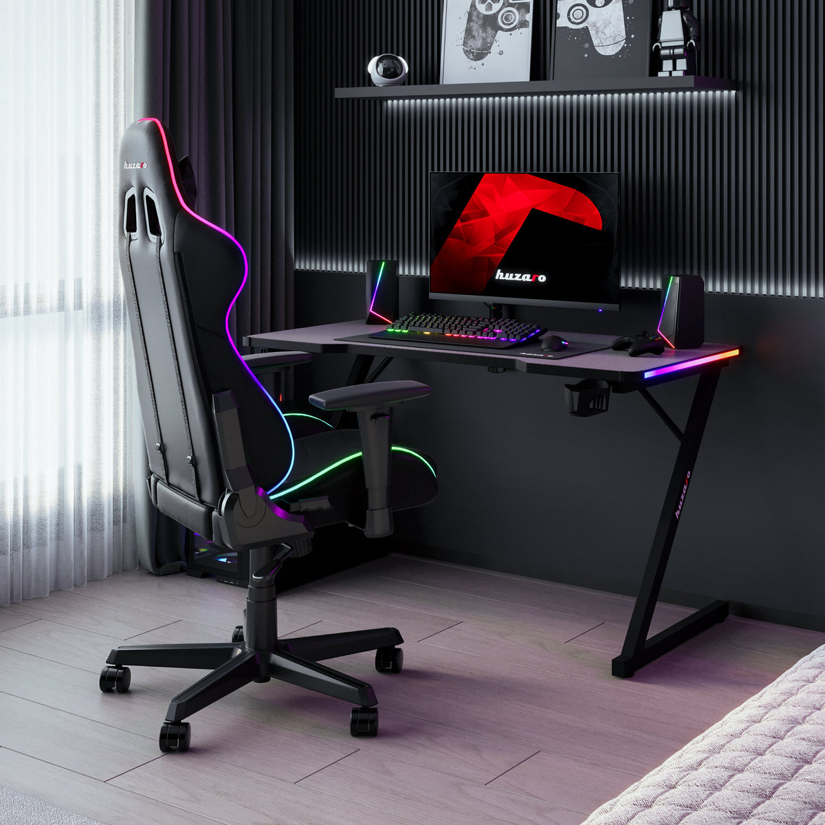 Геймърско бюро с RGB осветление