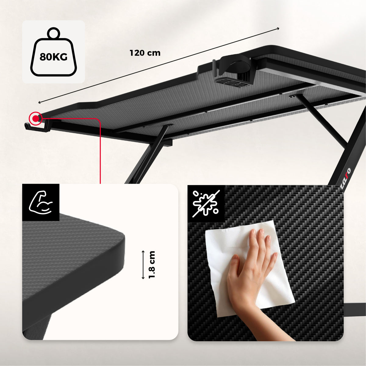 Carbon Flex bevonatú asztallap