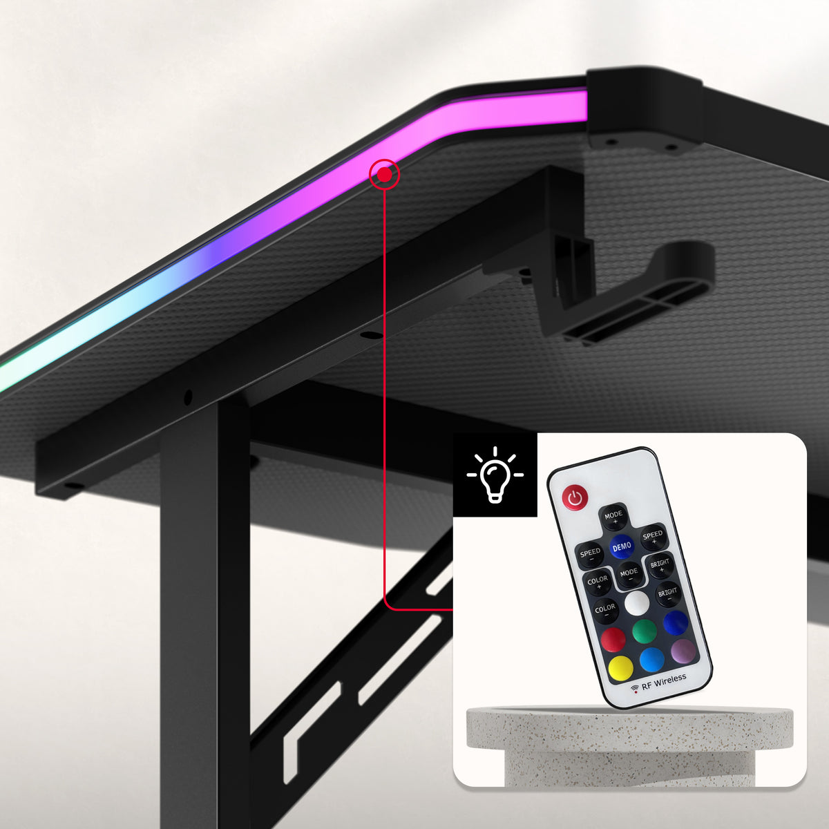 Huzaro Hero 3.6 RGB LED Black 140 cm-es gamer íróasztal