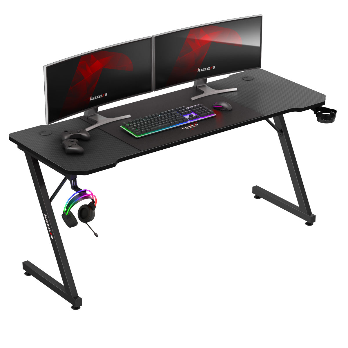 Huzaro Hero 4.8 Black 160 cm-es gamer íróasztal