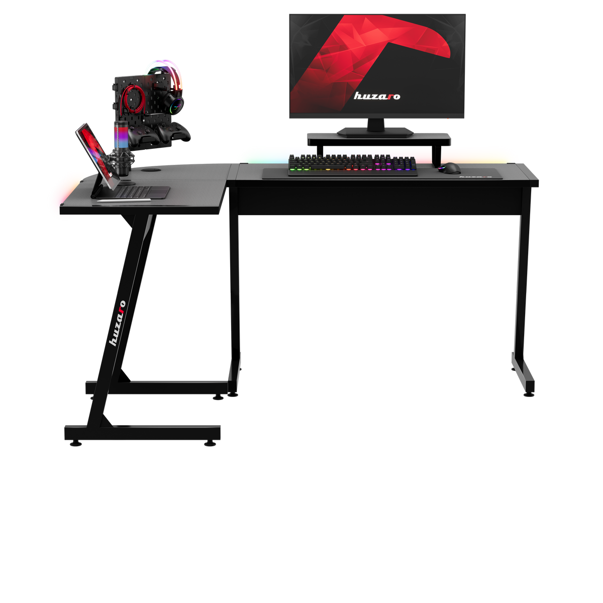 HUZARO HERO 6.0 Black RGB Smart 147 cm-es gamer íróasztal
