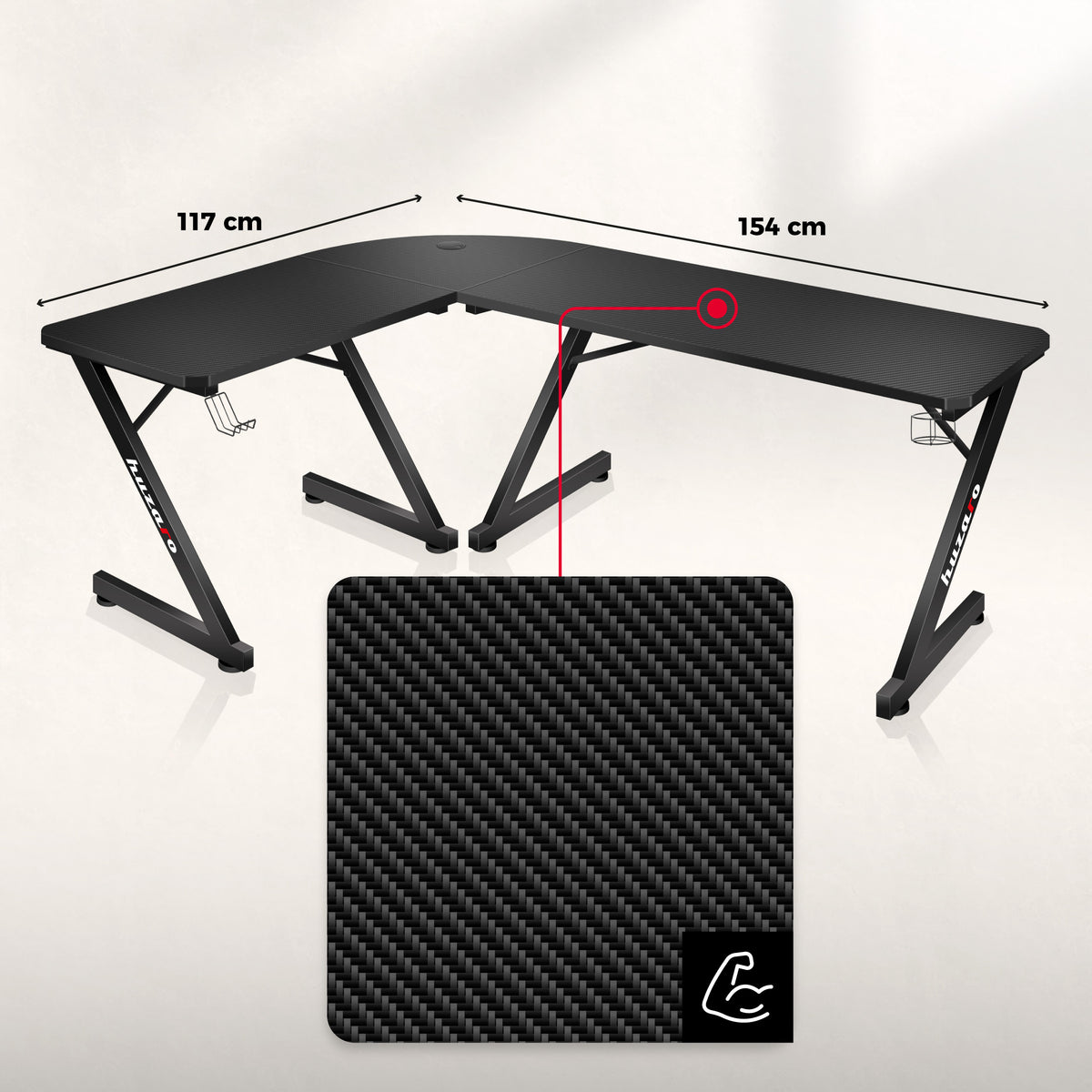 Huzaro Hero 7.0 154 cm-es gamer íróasztal