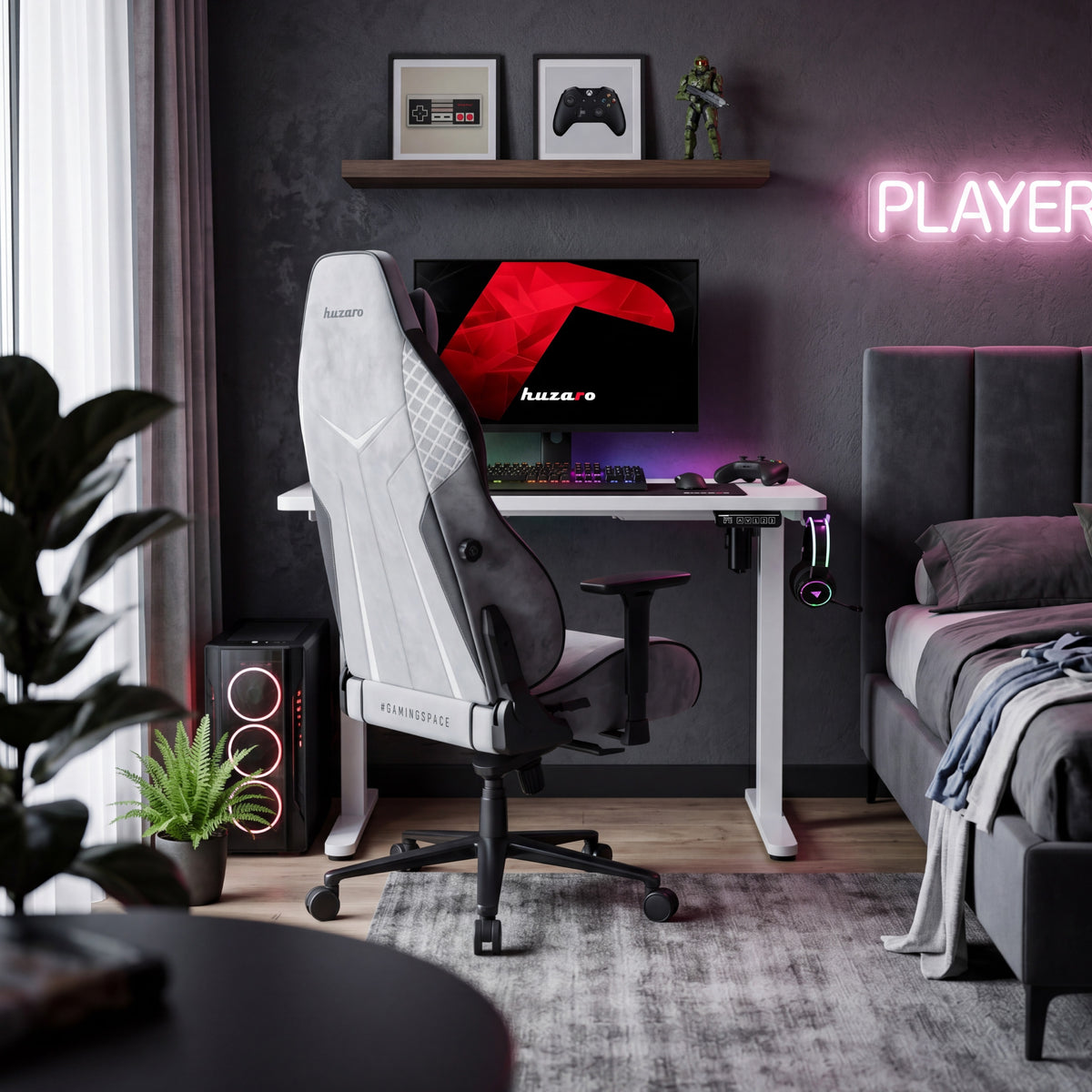 Регулируемо електрическо бюро на колелца Huzaro Hero 7.8 White