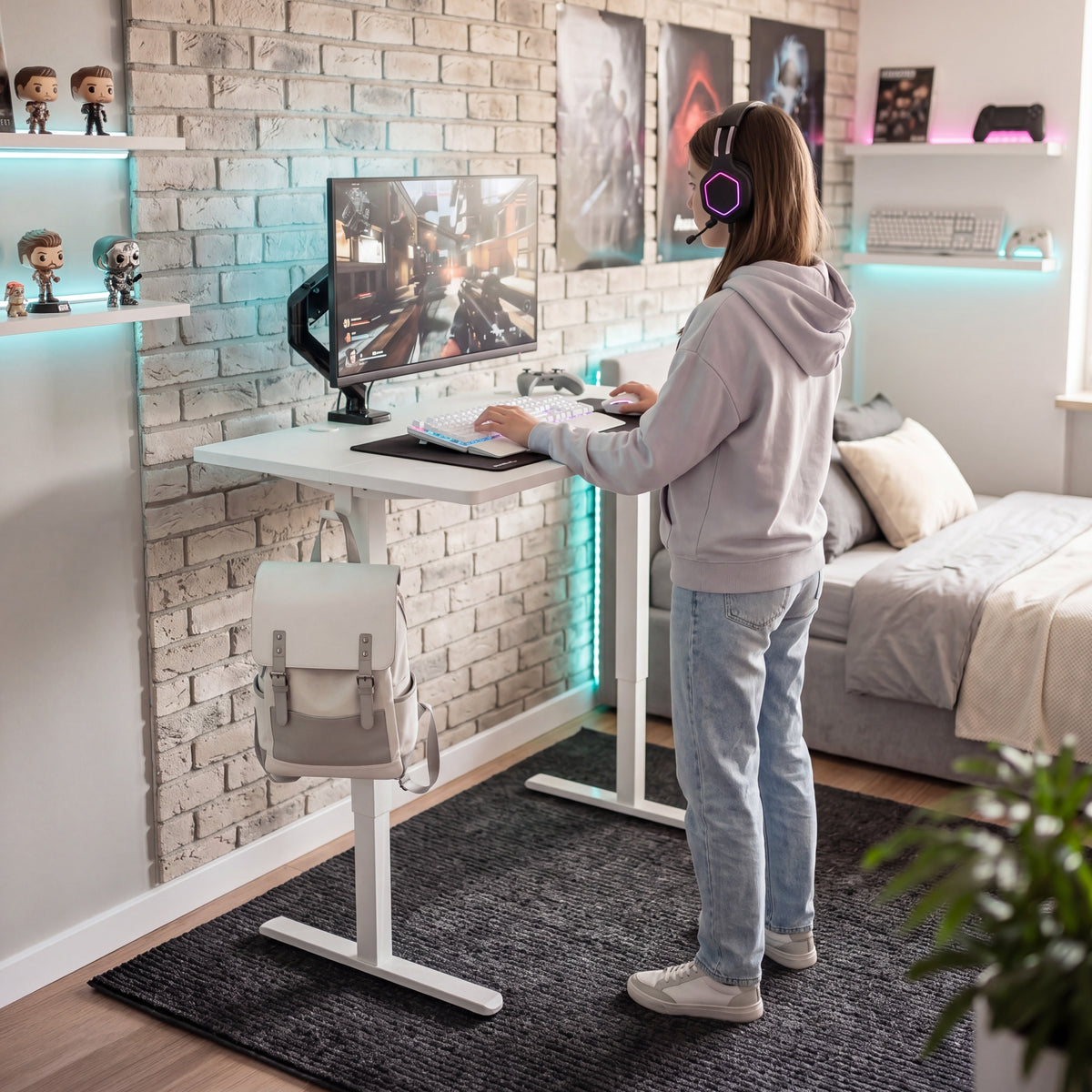Huzaro Hero 7.8 White elektromos, állítható, görgős íróasztal