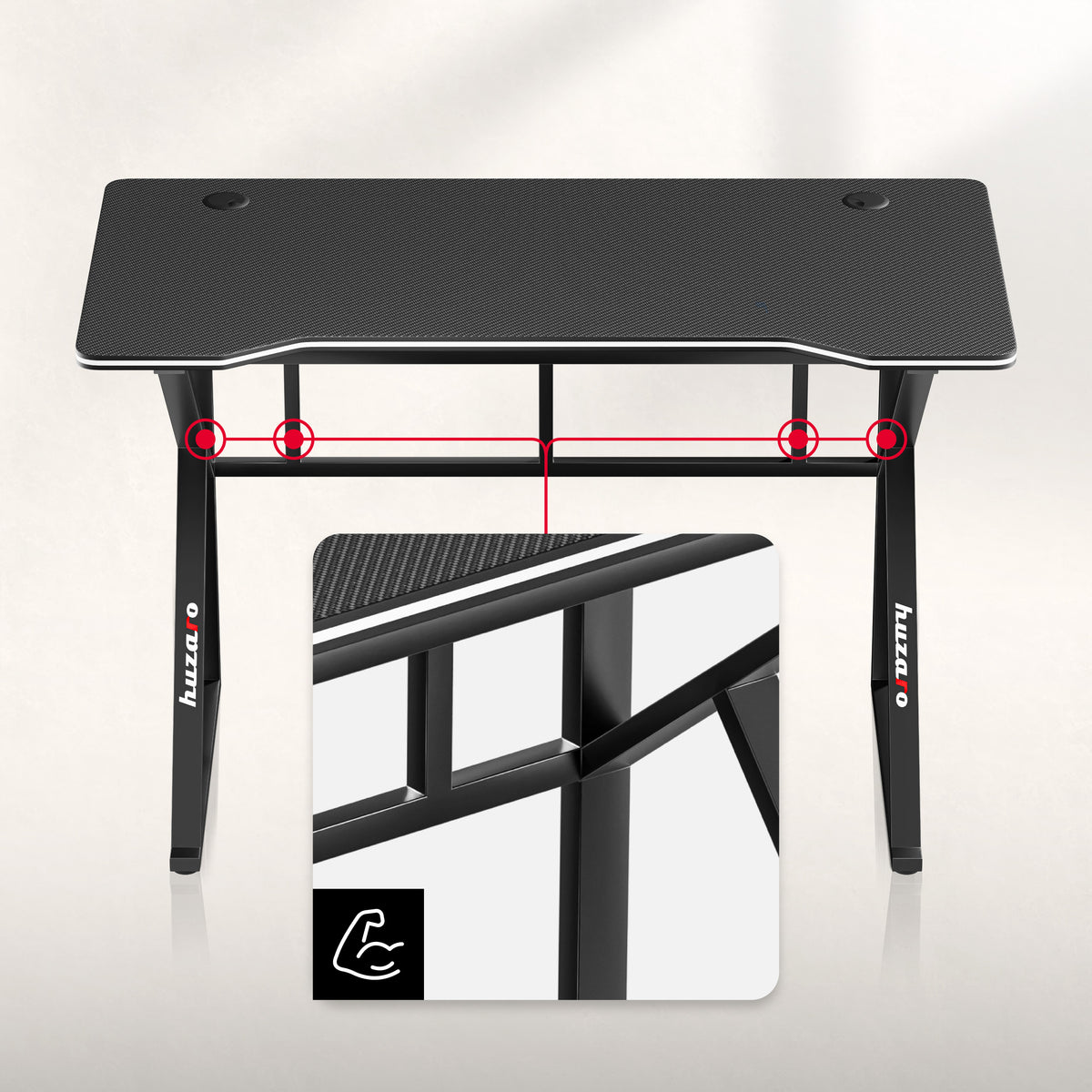 Huzaro Hero 1.6 Black 120 cm-es gamer íróasztal
