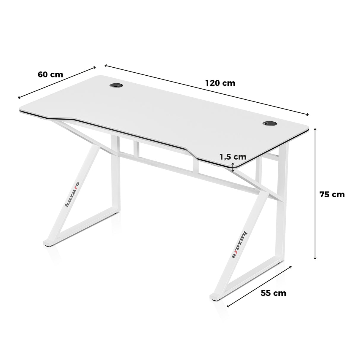 Huzaro Hero 1.6 White 120 cm-es gamer íróasztal
