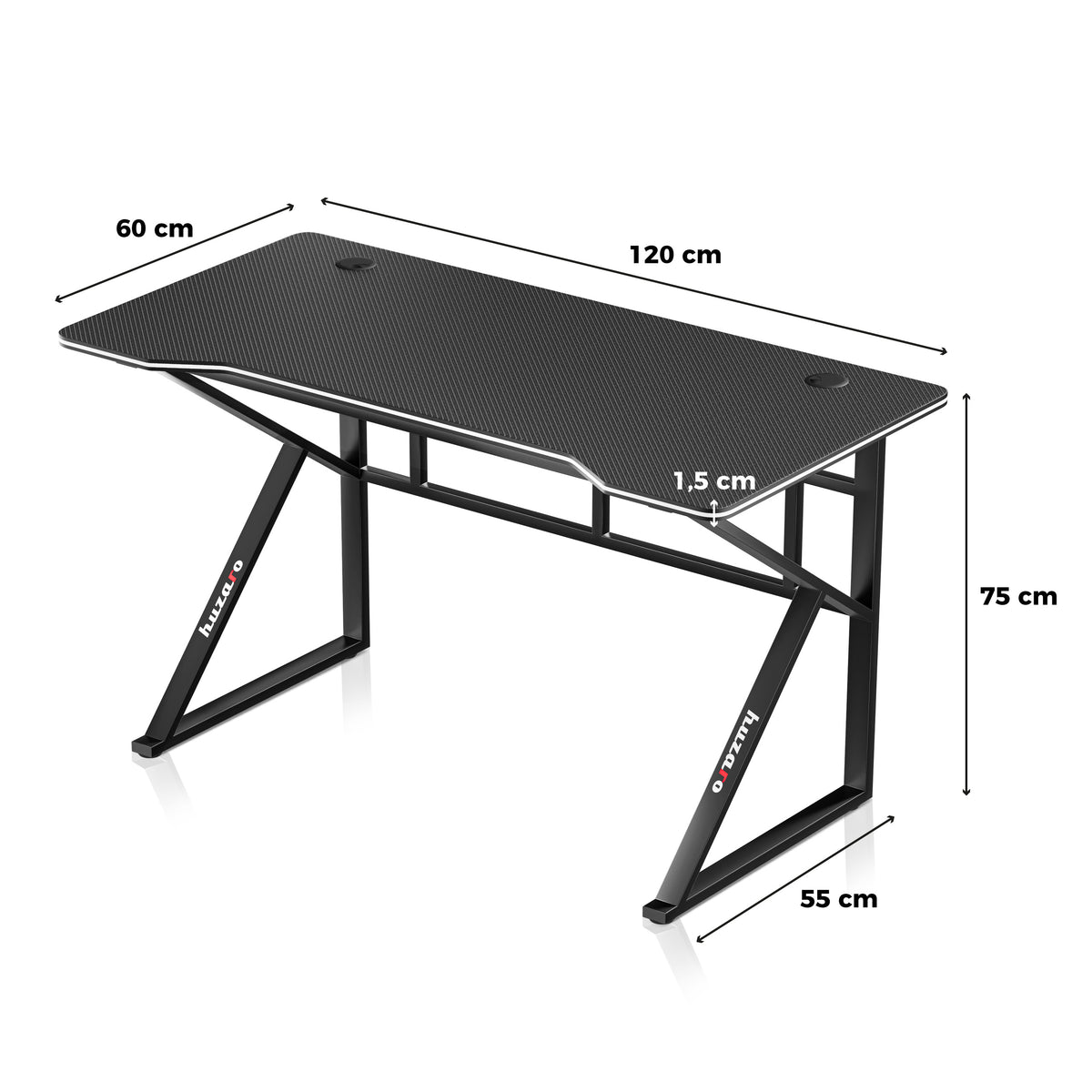 Huzaro Hero 1.6 Black 120 cm-es gamer íróasztal