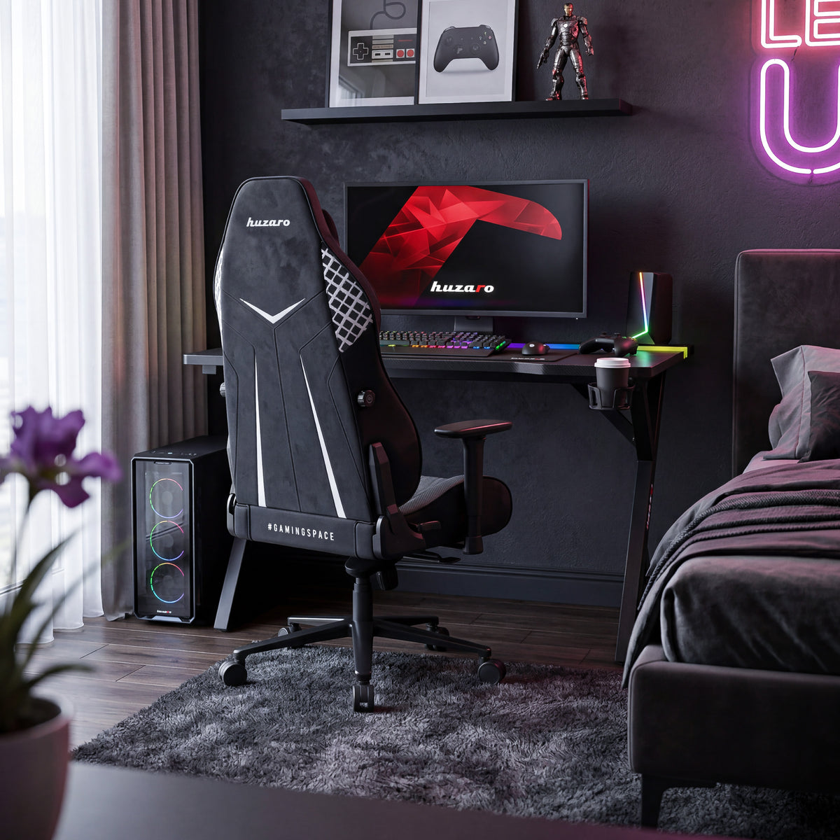 Геймърско бюро с LED осветление Hero 2.4 RGB Black