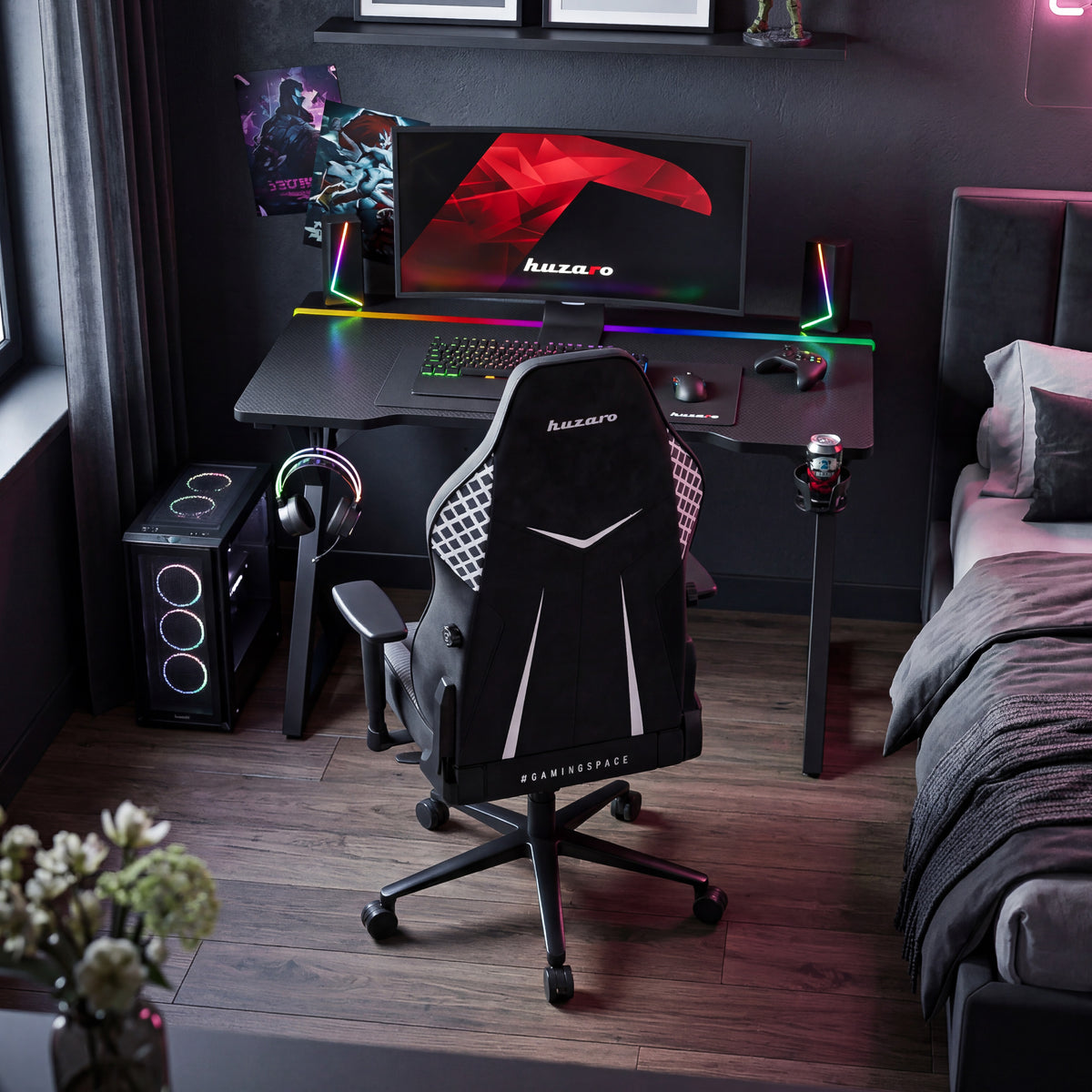 Геймърско бюро с LED осветление Hero 2.4 RGB Black