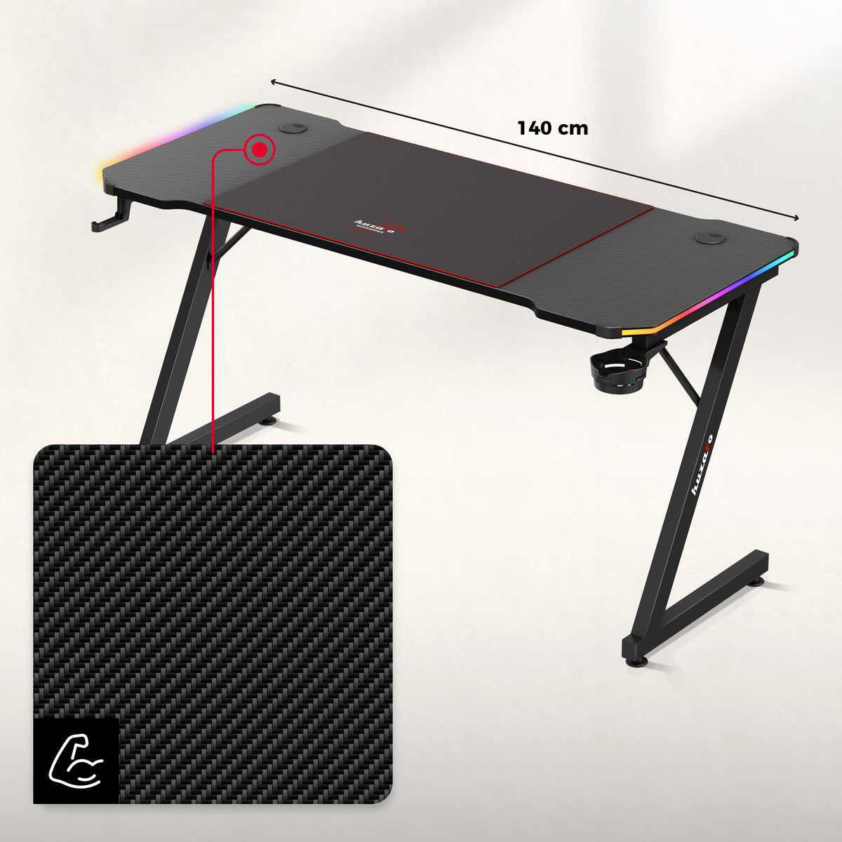 Гейминг бюро Huzaro Hero 3.3 RGB 140 см