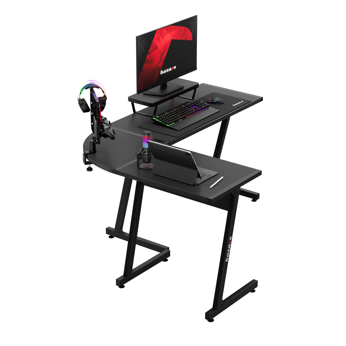 Huzaro Hero 6.0 Black 147 cm-es gamer íróasztal
