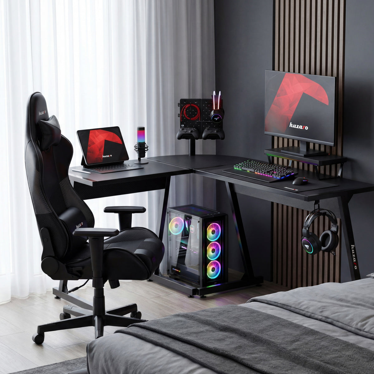 Huzaro Hero 6.0 Black 147 cm-es gamer íróasztal