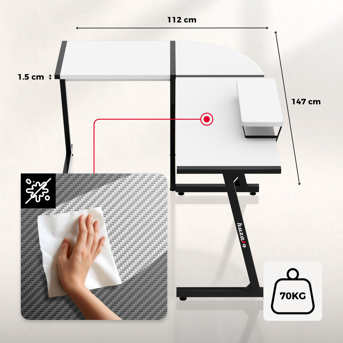 Гейминг бюро Huzaro Hero 6.0 White 147 см