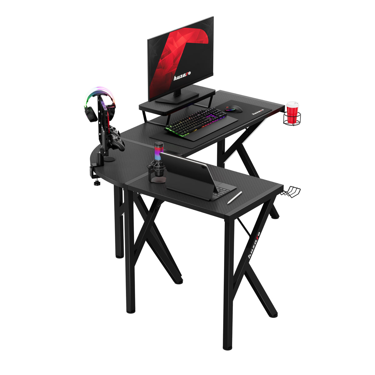 Huzaro Hero 6.3 Black 154 cm-es gamer íróasztal