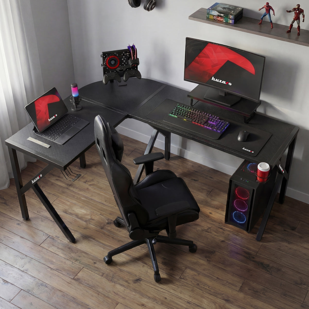 Huzaro Hero 6.3 Black 154 cm-es gamer íróasztal