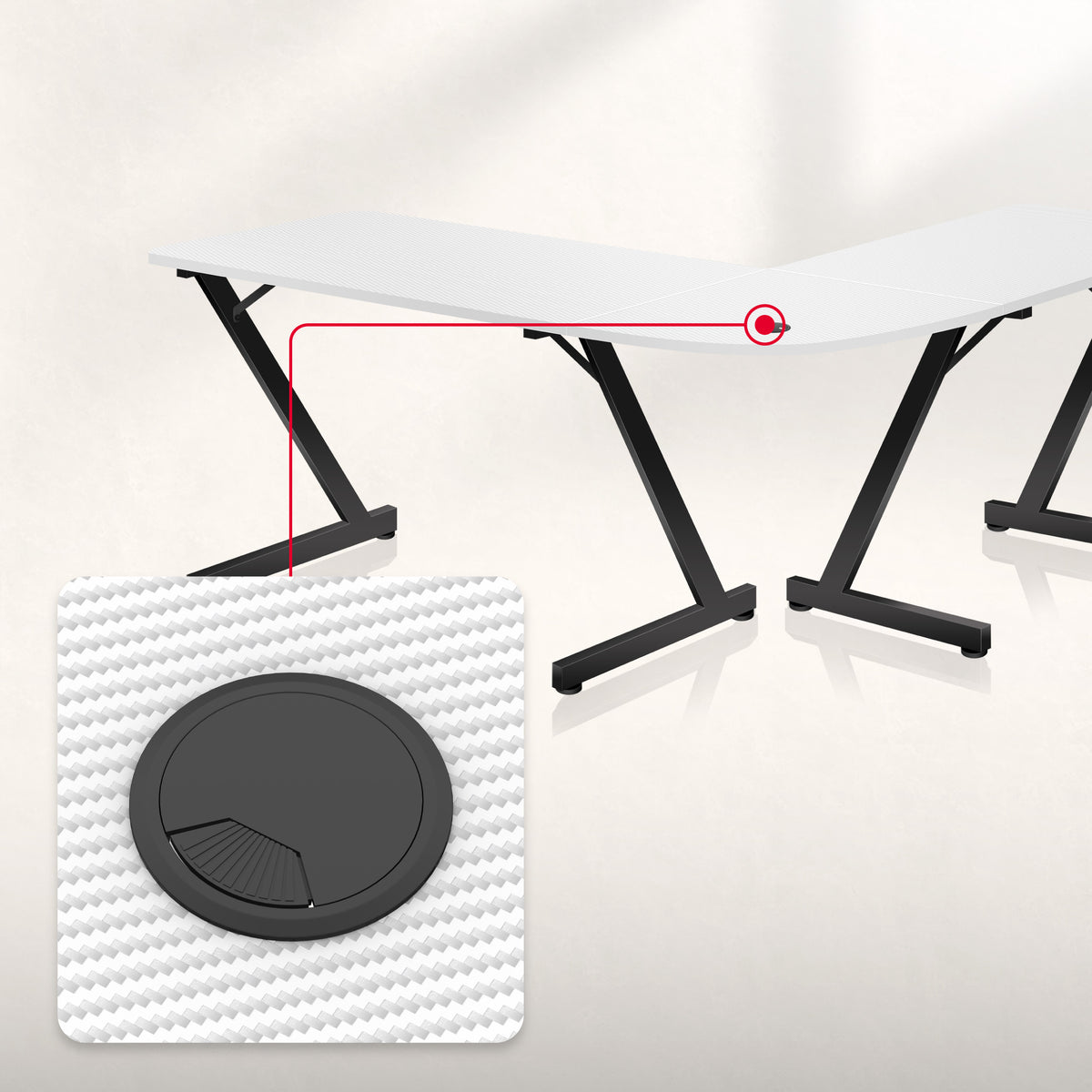 Huzaro Hero 7.0 White 154 cm-es gamer íróasztal