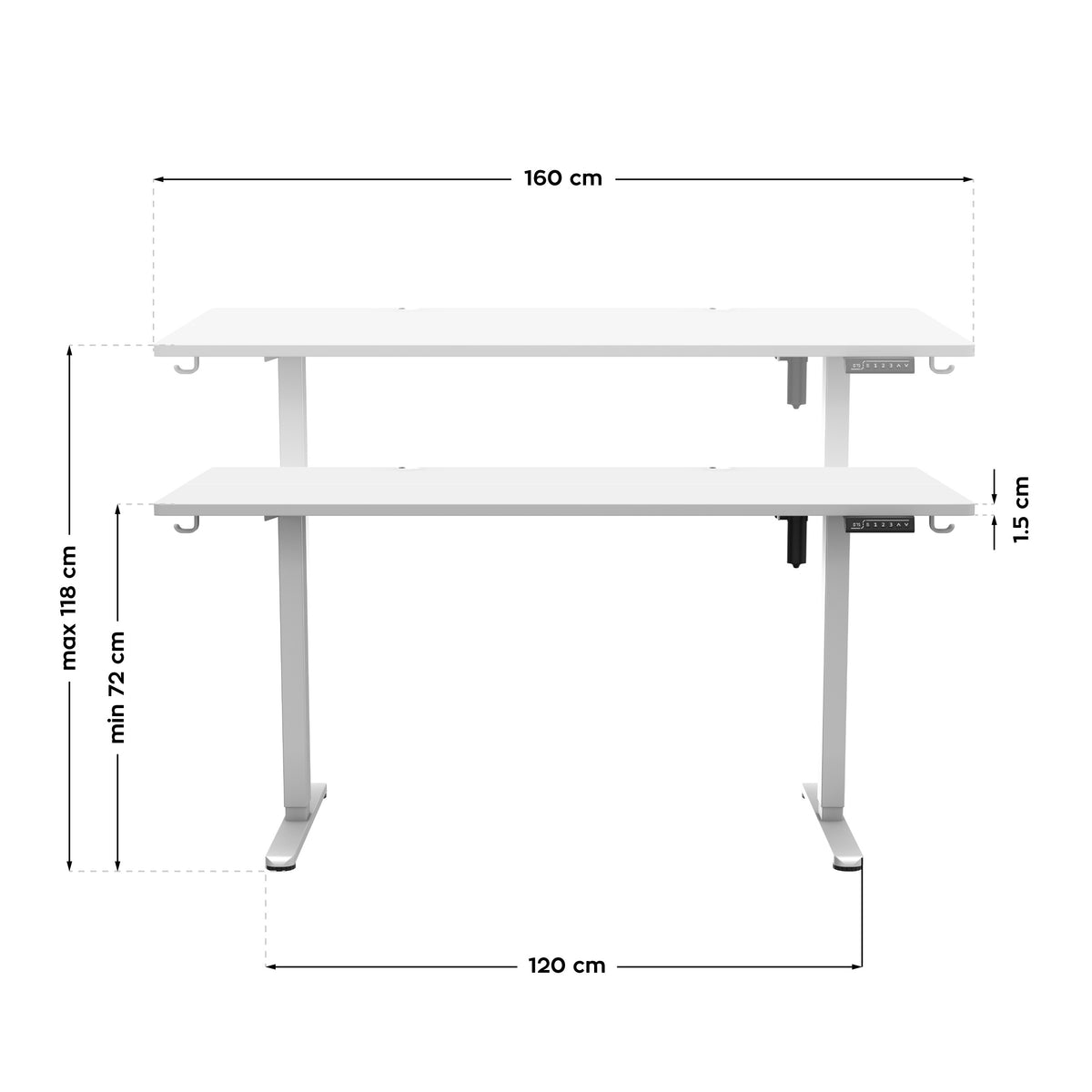 Mark Adler Leader 7.6 White 160 cm-es elektromos íróasztal
