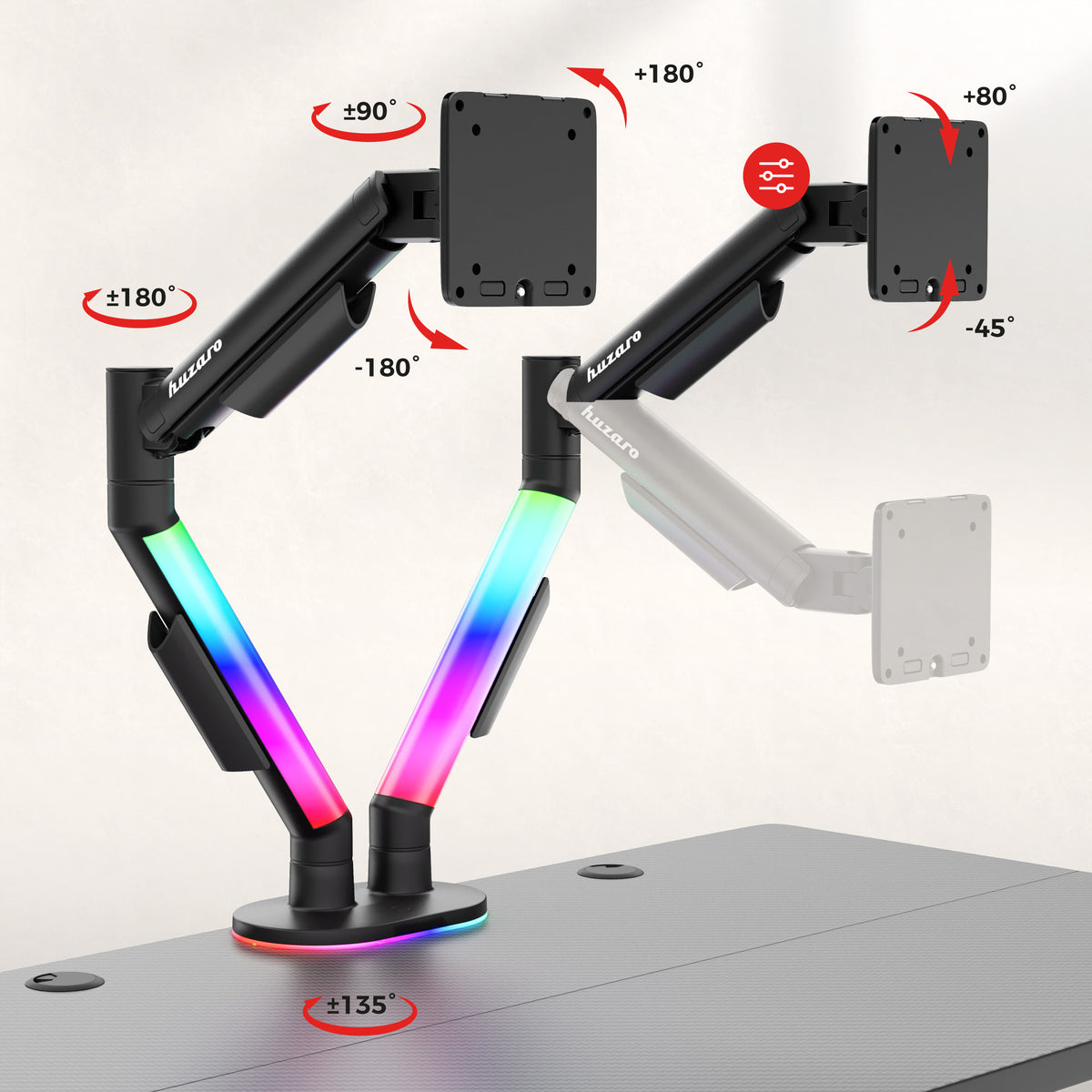 Huzaro Motion 2.6 RGB asztali tartó 2 monitorhoz