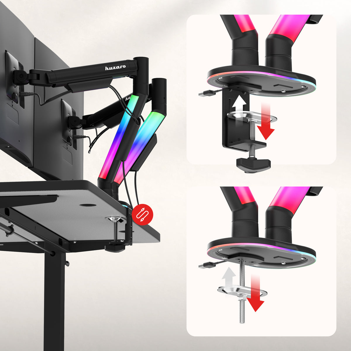 Huzaro Motion 2.6 RGB asztali tartó 2 monitorhoz