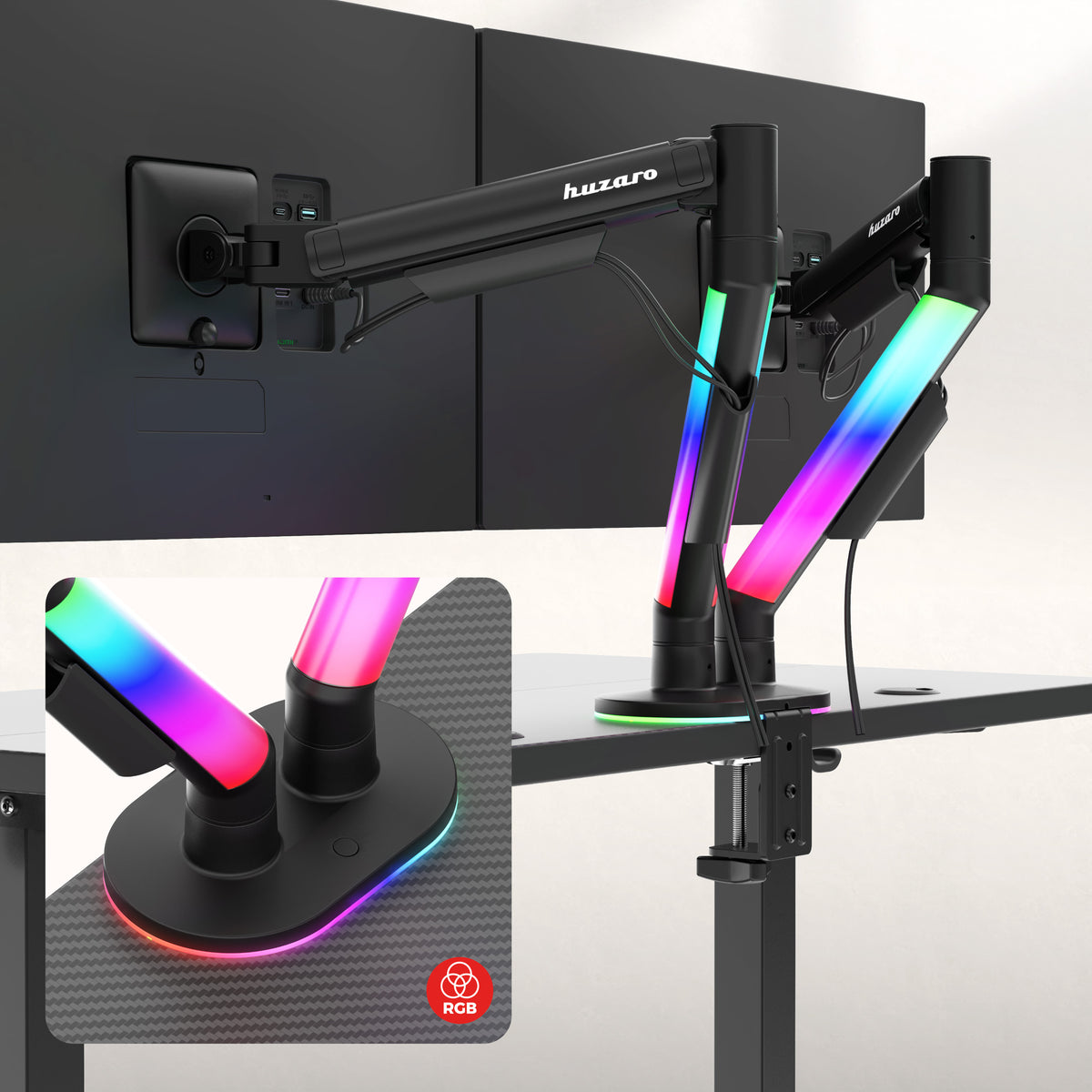 Стойка за бюро за 2 монитора Huzaro Motion 2.6 RGB