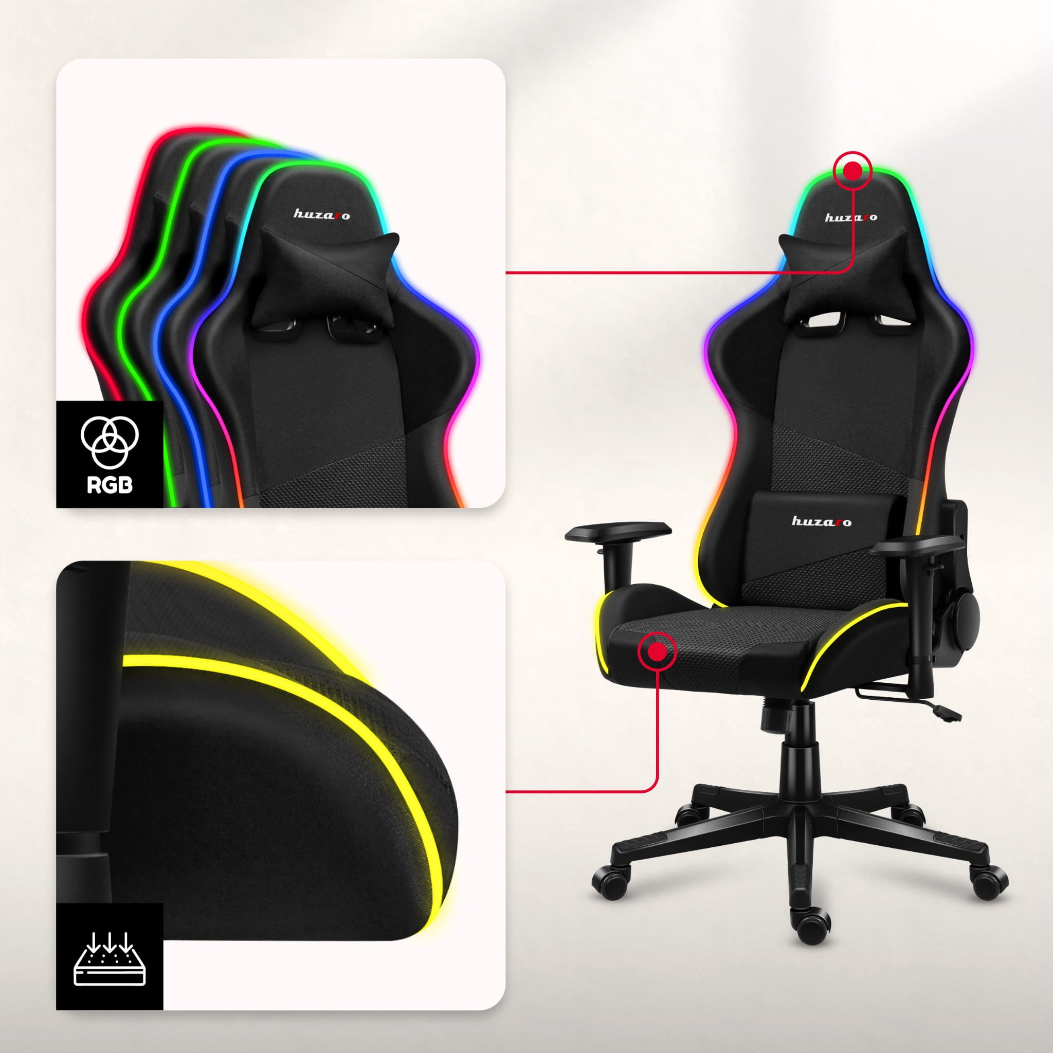 Fotel Gamingowy Huzaro FORCE 6.3 RGB MESH