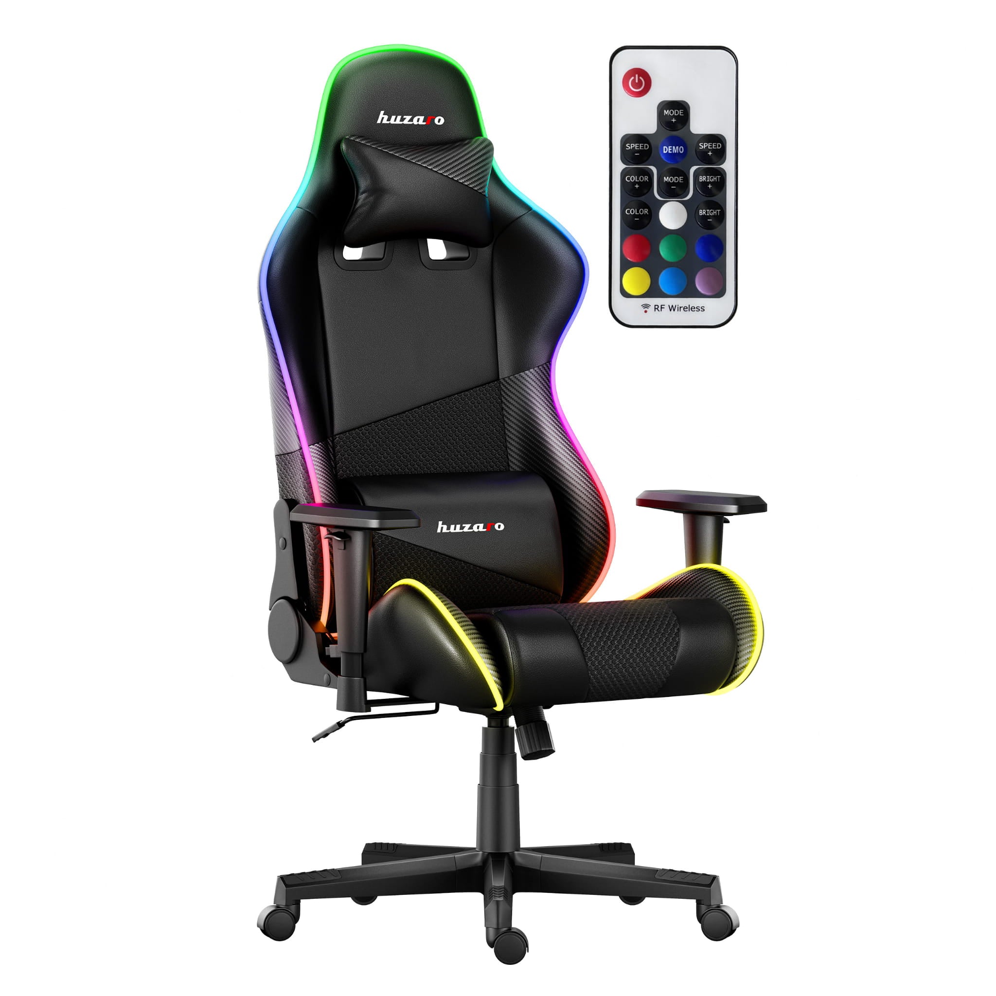 Fotel Gamingowy HUZARO FORCE 6.2  Black RGB LED