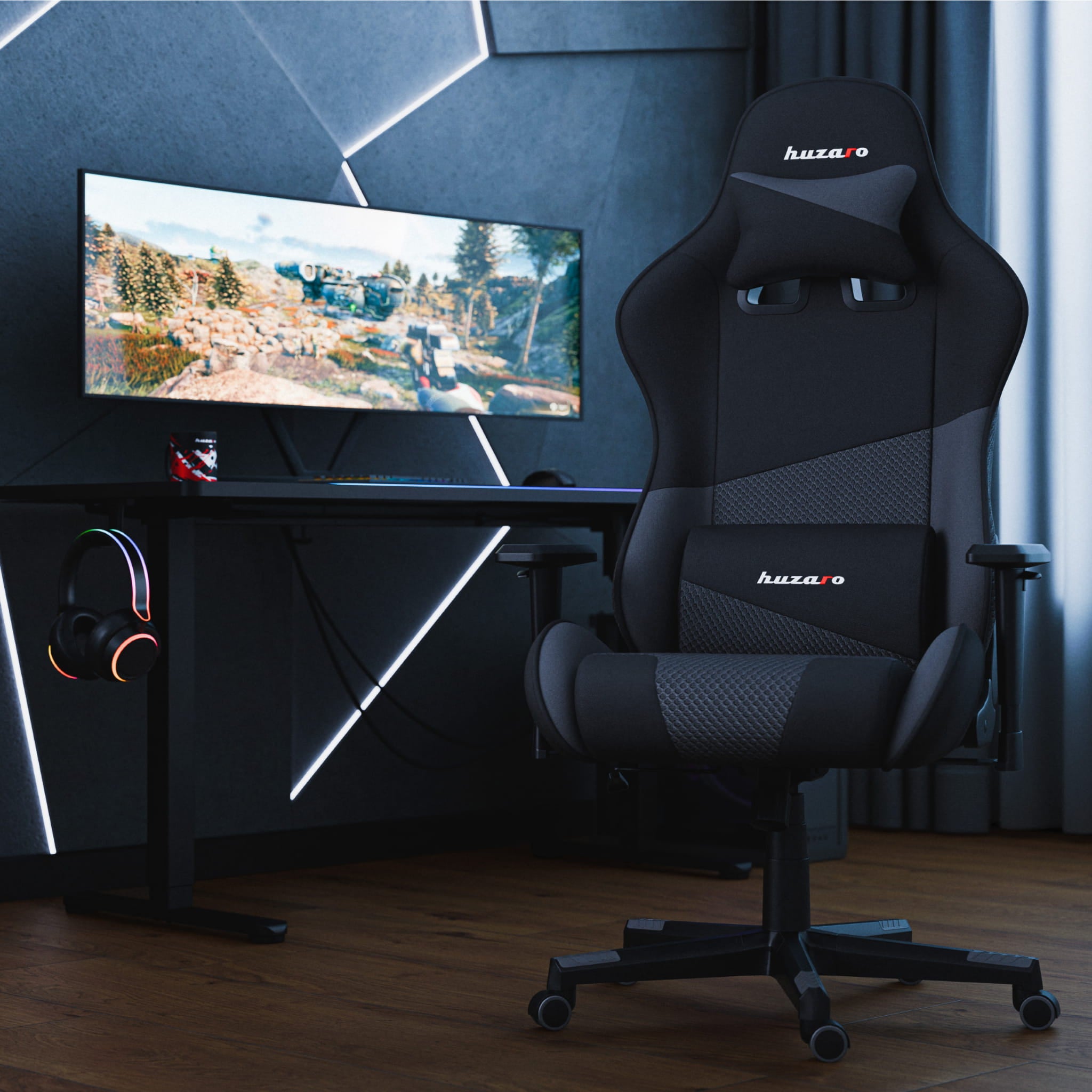 Fotel Gamingowy HUZARO FORCE 6.2  Grey Mesh