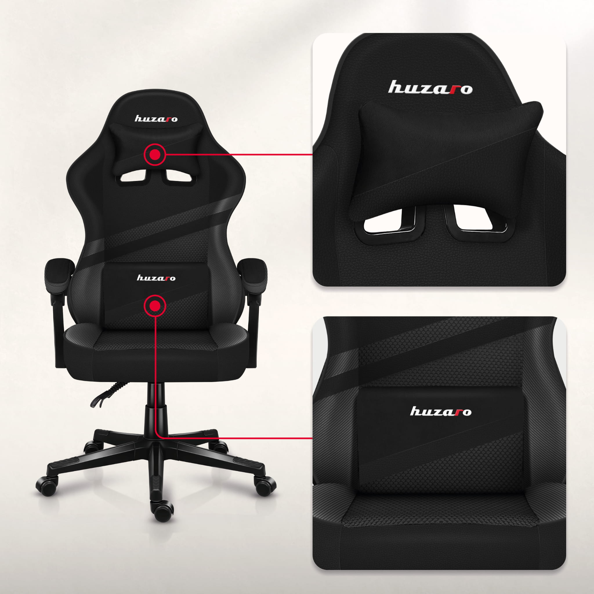 Fotel Gamingowy HUZARO FORCE 4.4 Carbon