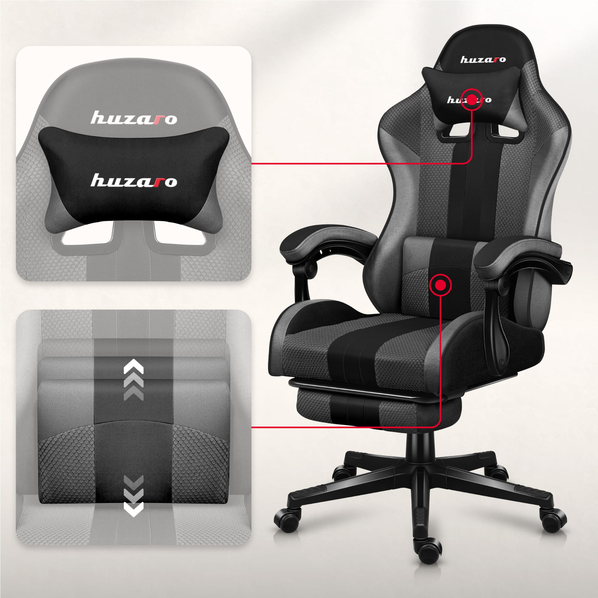 Fotel Gamingowy Huzaro Force 4.7 Grey Mesh