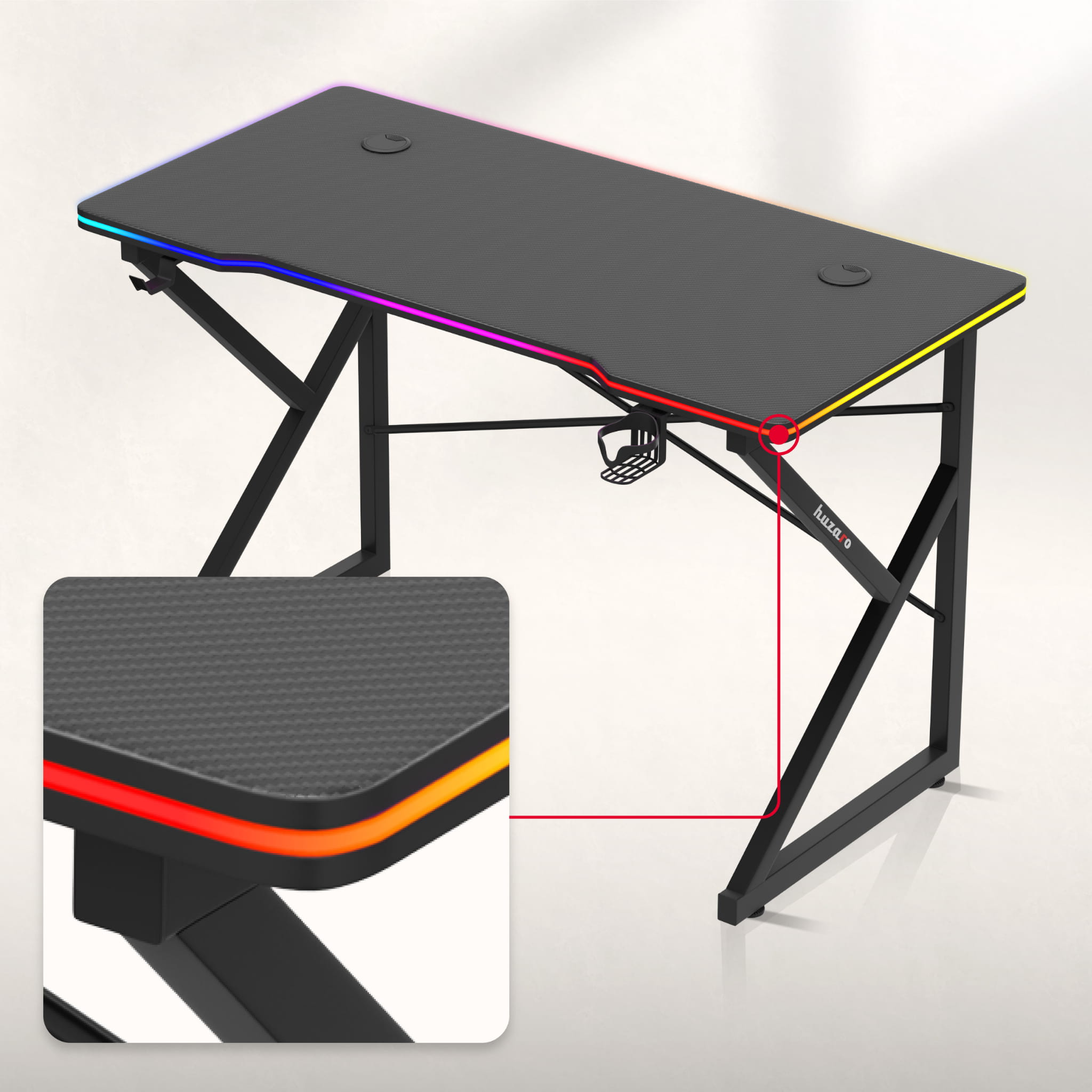 Biurko Gamingowe Huzaro Hero 1.7 RGB Black 120 cm