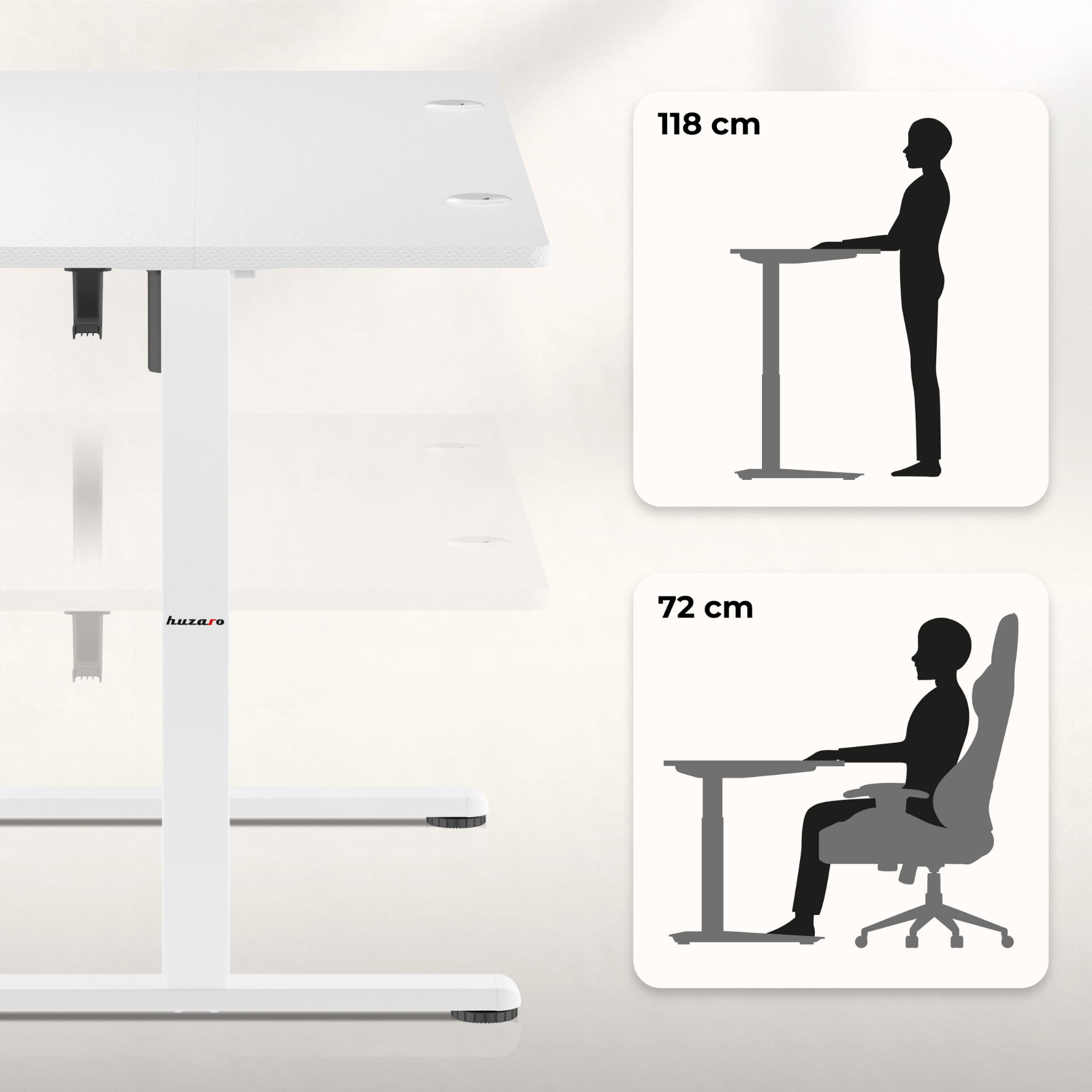 Biurko Elektryczne Huzaro Hero 8.2 White 120 cm