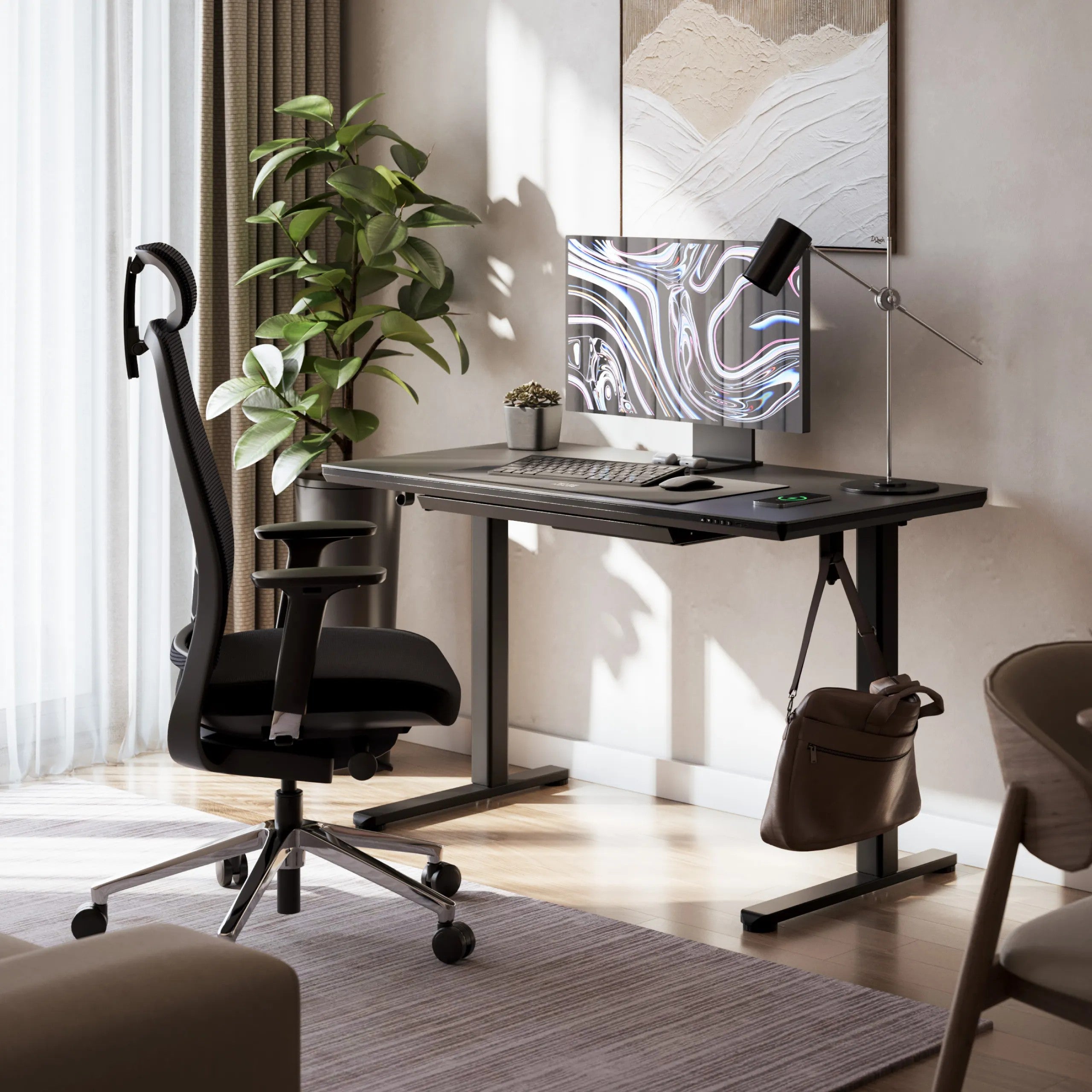 Biurko elektryczne ze szklanym blatem Mark Adler Leader 8.5 Black