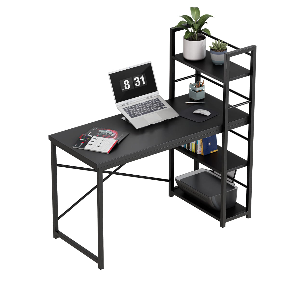 Biurko z półkami Mark Adler Leader 4.0 Black 120 cm