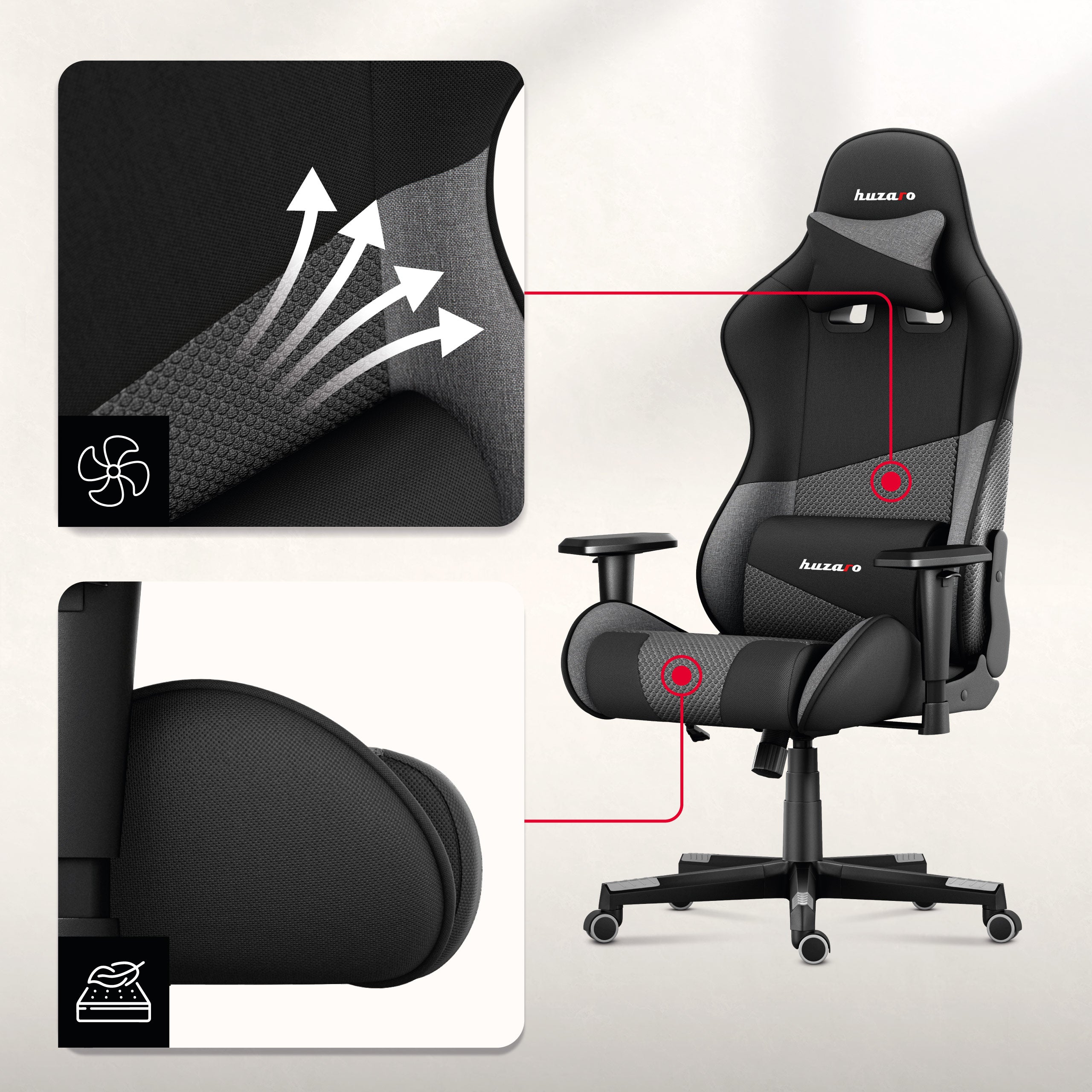 Materiałowe fotele gamingowe z technologią AIR.