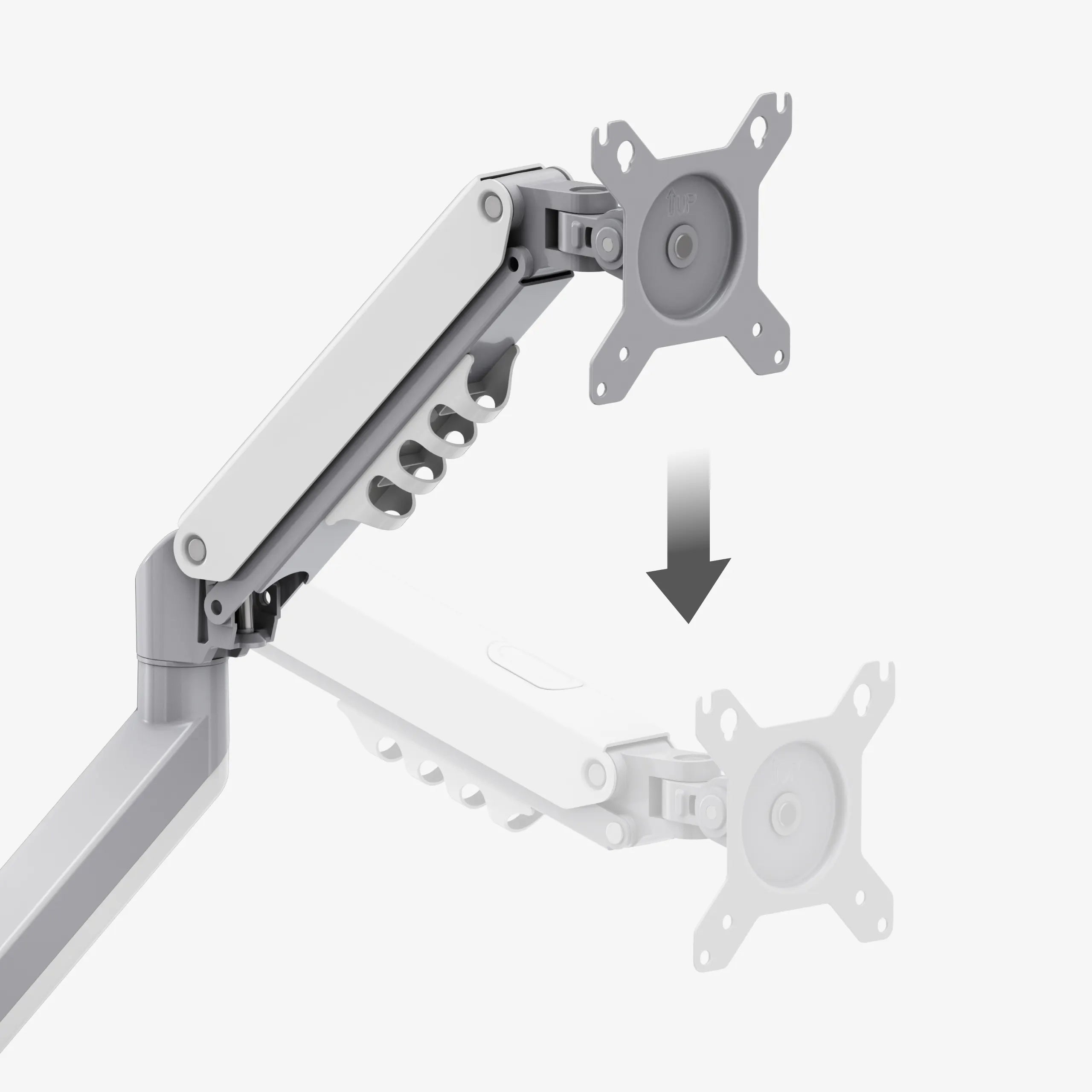 Podwójne ramiona z dużym zakresem regulacji