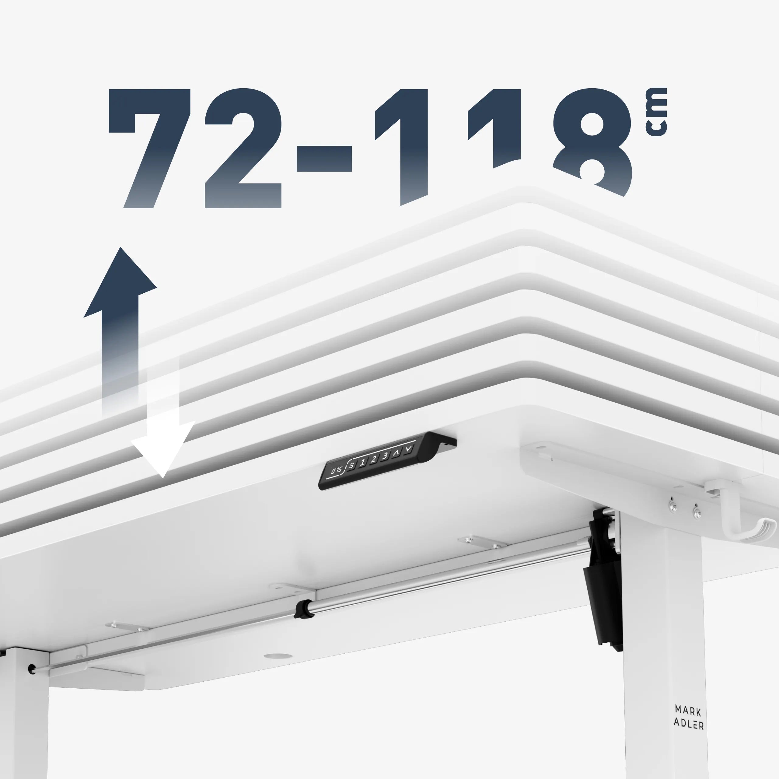Szeroki zakres regulacji wysokości: 72 – 118 cm