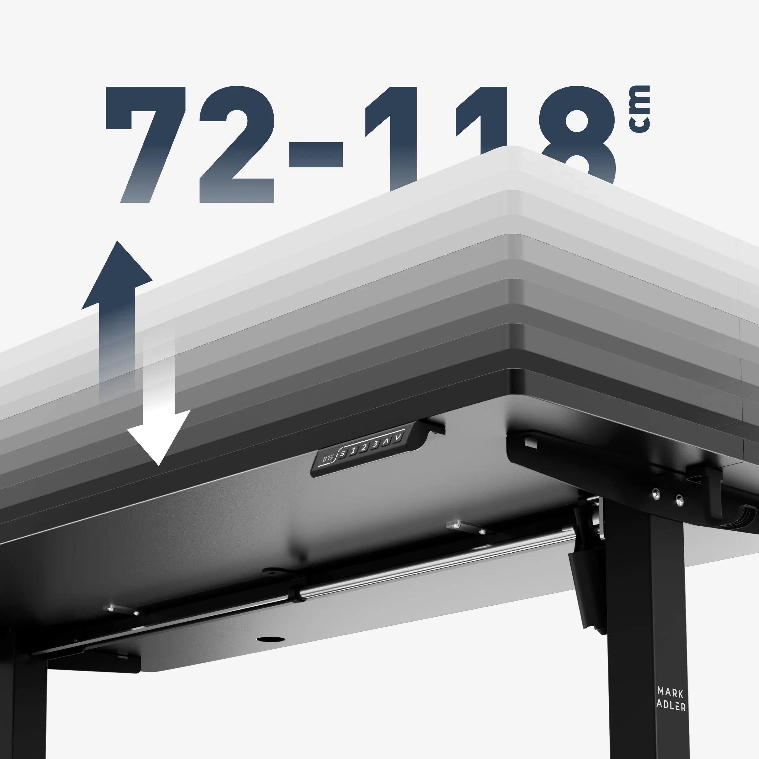 Szeroki zakres regulacji wysokości: 72 – 118 cm