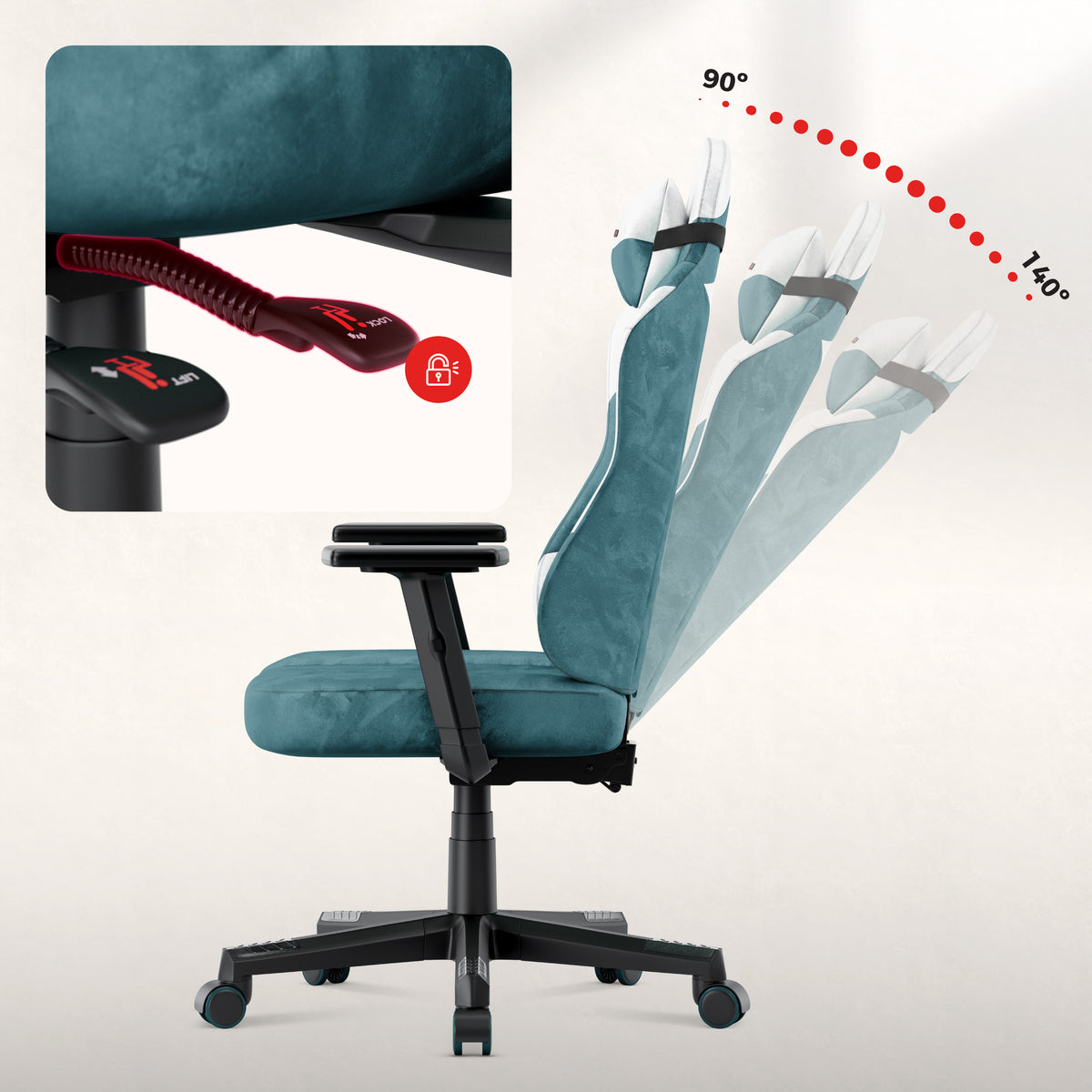 Гейминг стол за тийнейджъри Huzaro Ranger 5.7 Teal