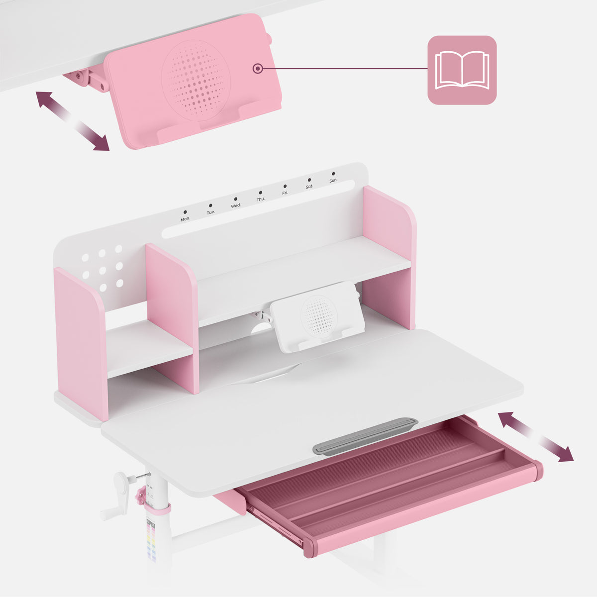 Mark Adler Study 5.0 Pink 90 cm-es ergonómikus gyermekíróasztal
