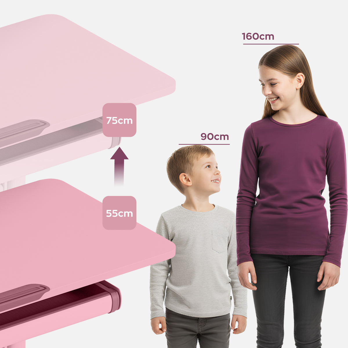 Mark Adler Study 5.0 Pink 90 cm-es ergonómikus gyermekíróasztal